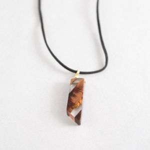 Wood and Resin Sculpted Pendant Necklace